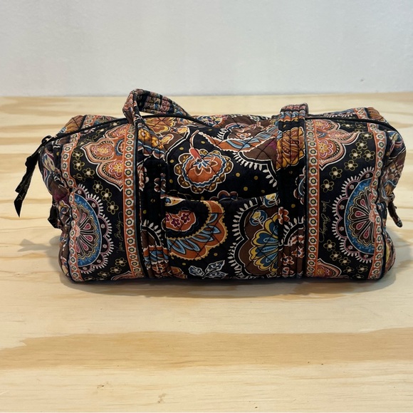 Vera Bradley Quilted Handbag Black w/Fall Colorful Paisley  Design - Picture 2 of 8